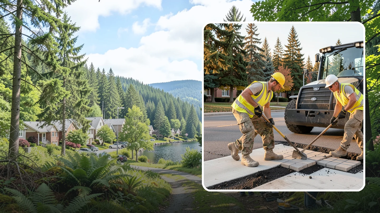 Paver Repairs in Lake Forest Park, King County, WA - We reset settled, heaved, and displaced pavers in plazas, walkways, and crosswalks to restore a safe, level surface.