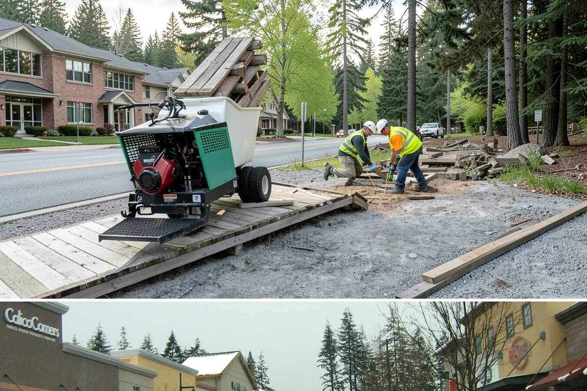 Paver Repairs in Mill Creek, Snohomish County, WA - Paver resetting is best performed in the drier months when bedding and joint sand can be compacted and set without saturation.