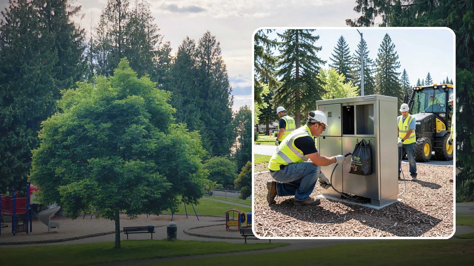 Pet Waste Station Installation in Bonney Lake, Pierce County, WA - We install pet waste stations with bag dispensers and anchored receptacles along trails and in parks.