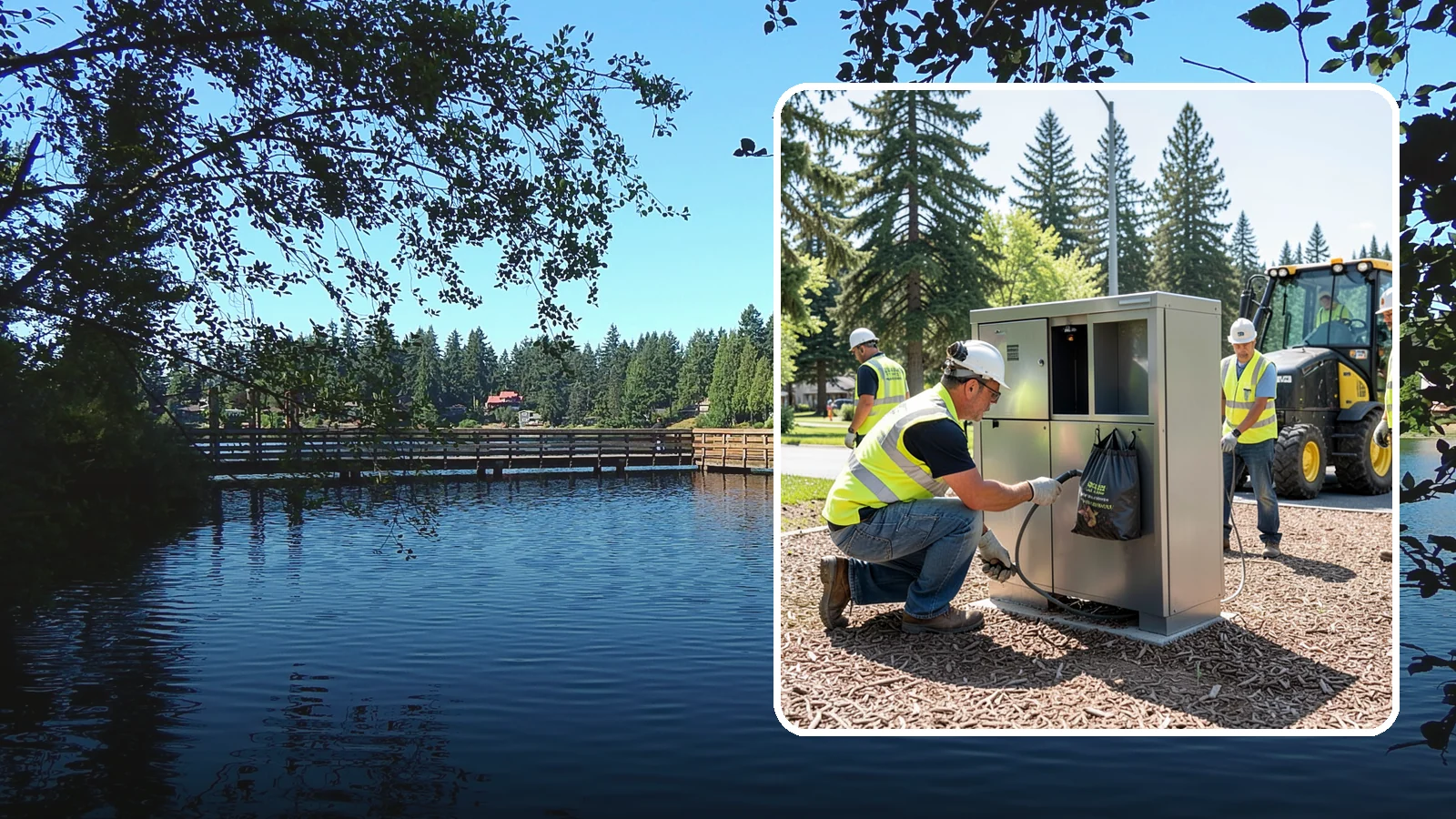 Pet Waste Station Installation in Federal Way, King County, WA - We install pet waste stations with bag dispensers and anchored receptacles along trails and in parks.