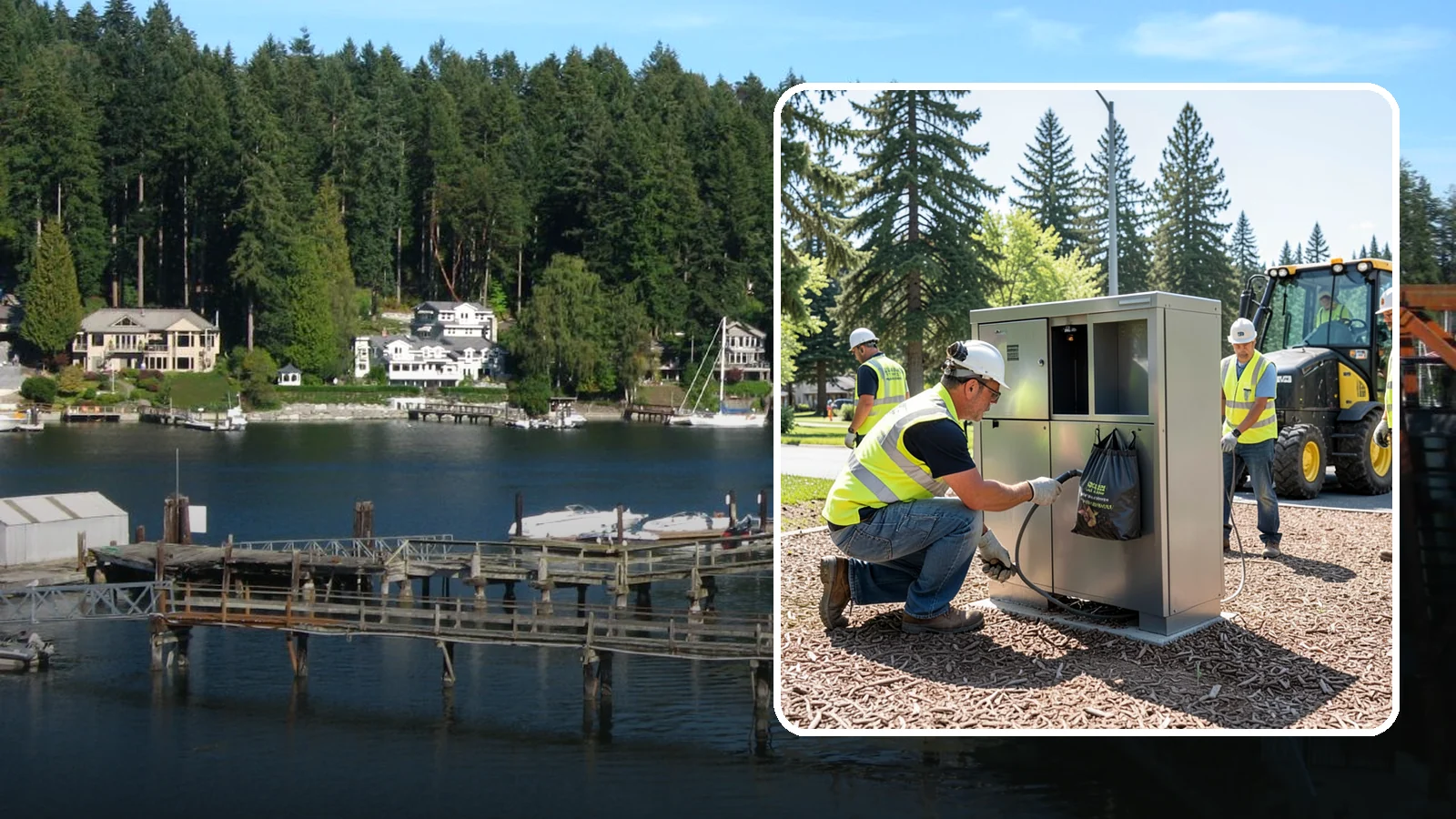 Pet Waste Station Installation in Gig Harbor, Pierce County, WA - We install pet waste stations with bag dispensers and anchored receptacles along trails and in parks.