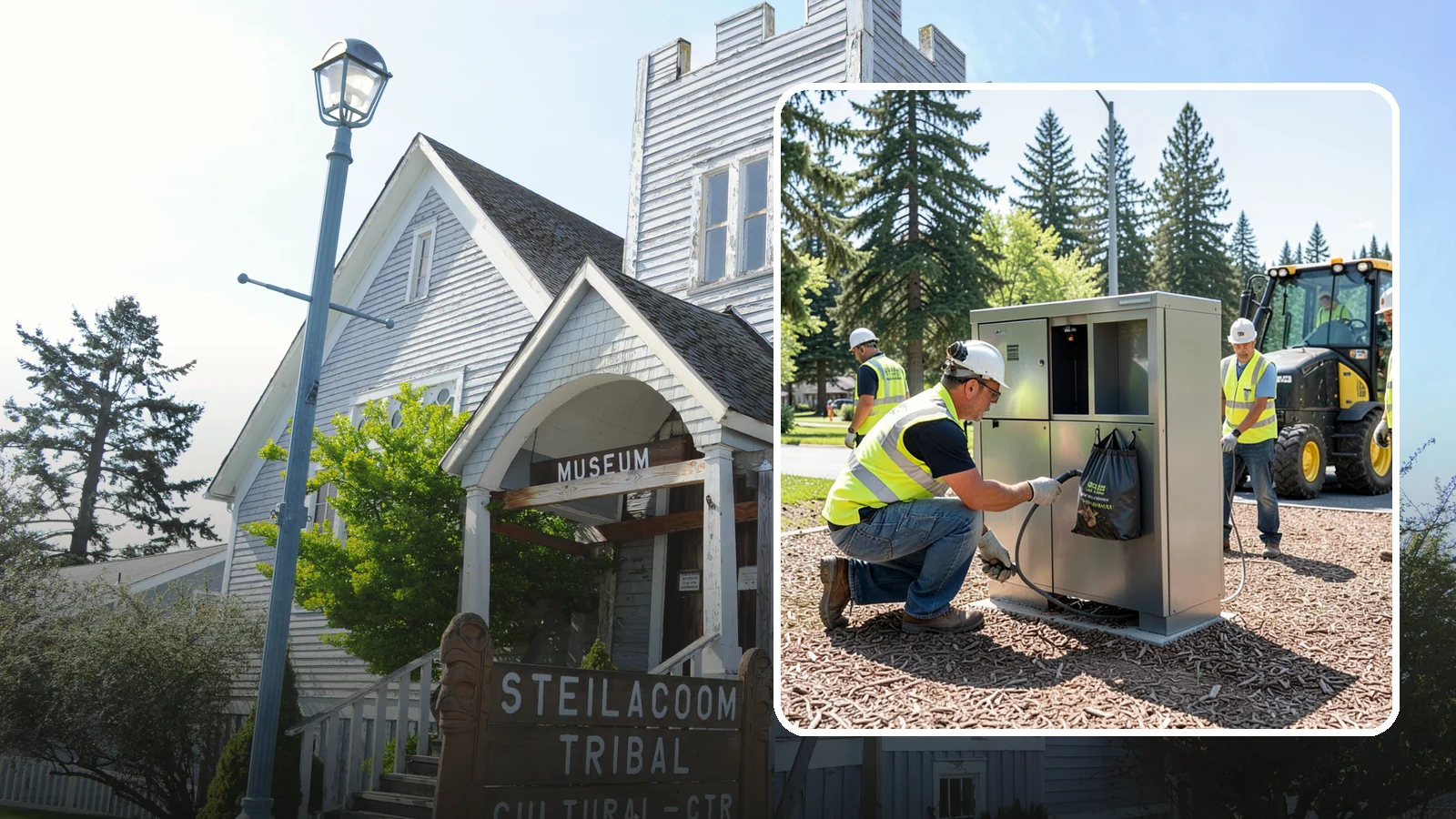 Pet Waste Station Installation in Steilacoom, Pierce County, WA - We install pet waste stations with bag dispensers and anchored receptacles along trails and in parks.