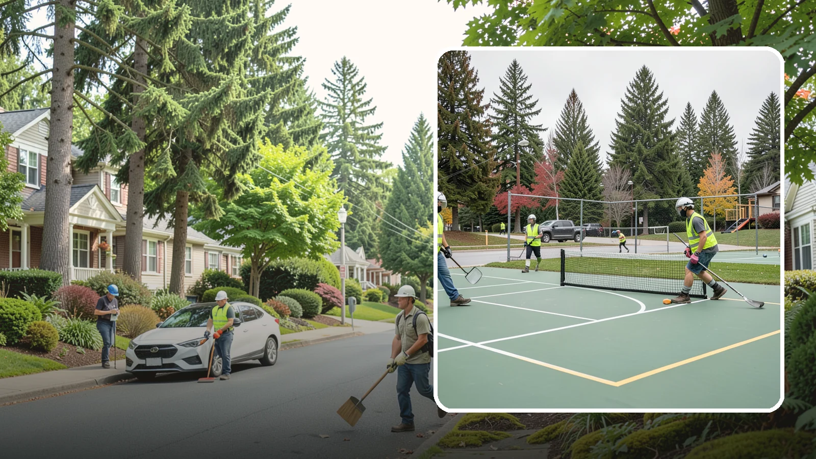 Pickleball Line Conversion in Beaux Arts Village, King County, WA - Pickleball line conversion that adds regulation courts to existing tennis and multi-use surfaces for growing public demand.
