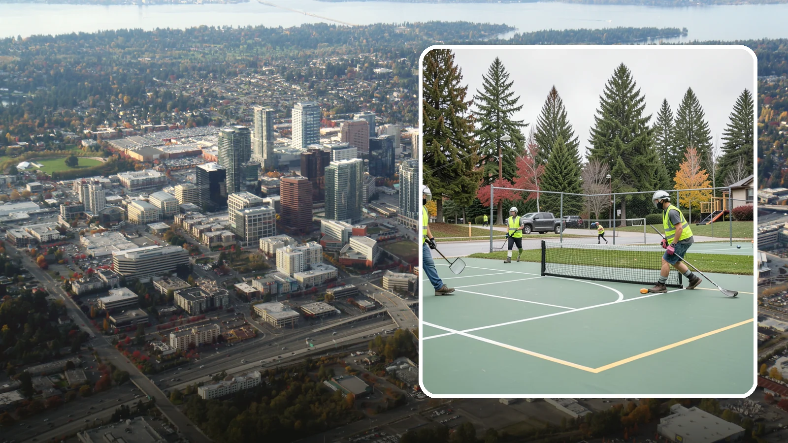 Pickleball Line Conversion in Bellevue, King County, WA - Pickleball line conversion that adds regulation courts to existing tennis and multi-use surfaces for growing public demand.