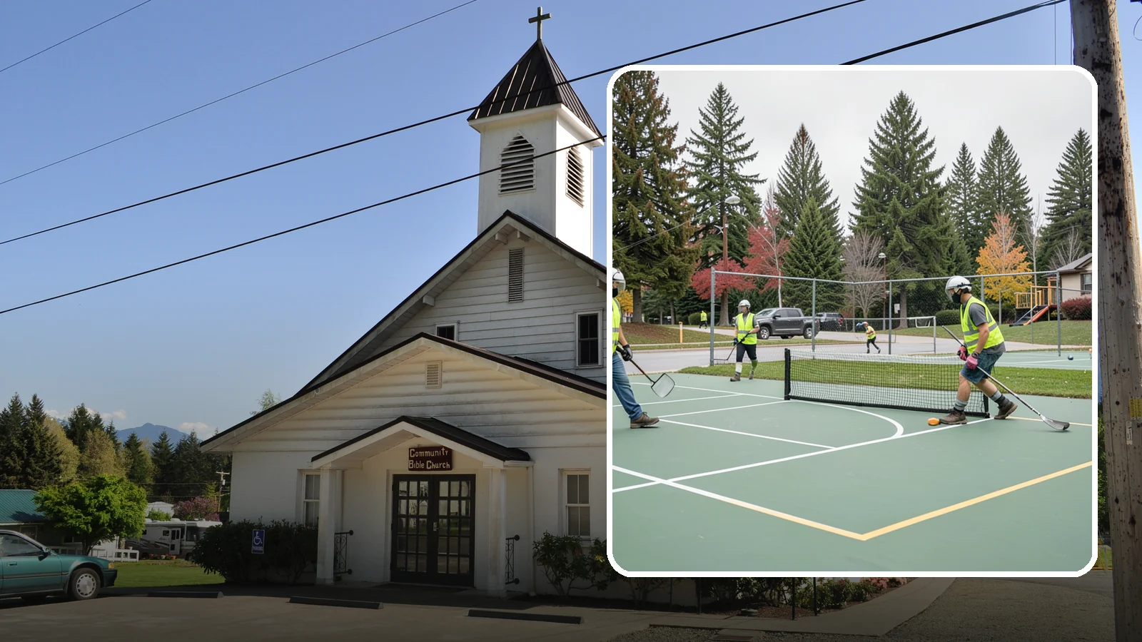 Pickleball Line Conversion in Concrete, Skagit County, WA - Pickleball line conversion that adds regulation courts to existing tennis and multi-use surfaces for growing public demand.