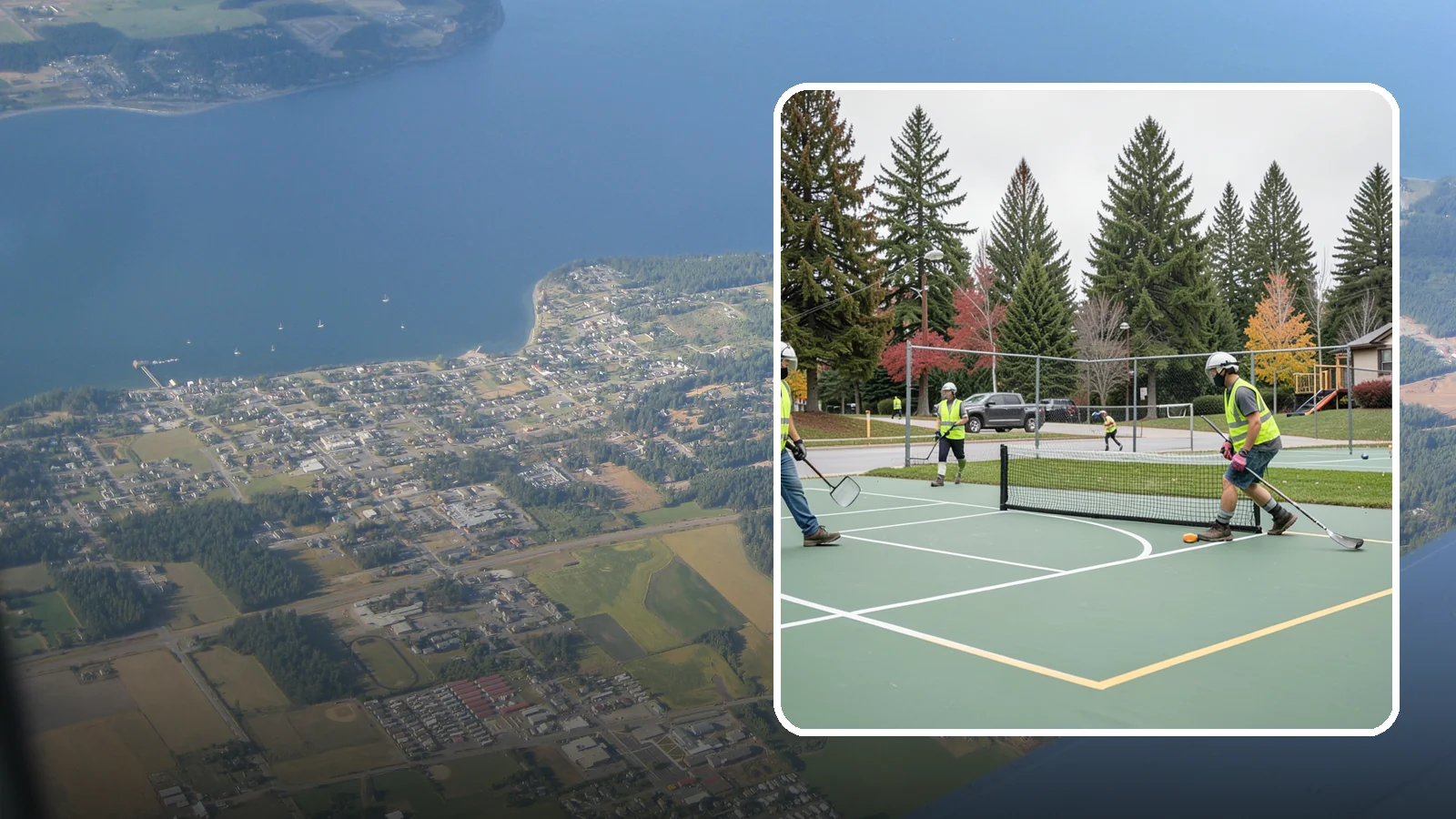 Pickleball Line Conversion in Coupeville, Island County, WA - Pickleball line conversion that adds regulation courts to existing tennis and multi-use surfaces for growing public demand.