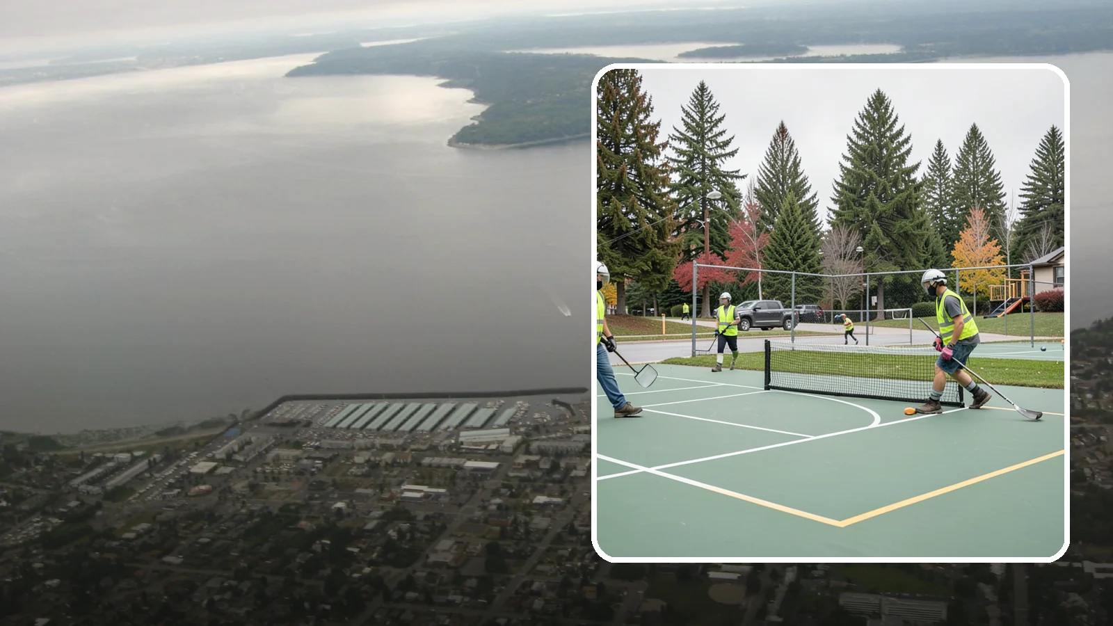 Pickleball Line Conversion in Des Moines, King County, WA - Pickleball line conversion that adds regulation courts to existing tennis and multi-use surfaces for growing public demand.
