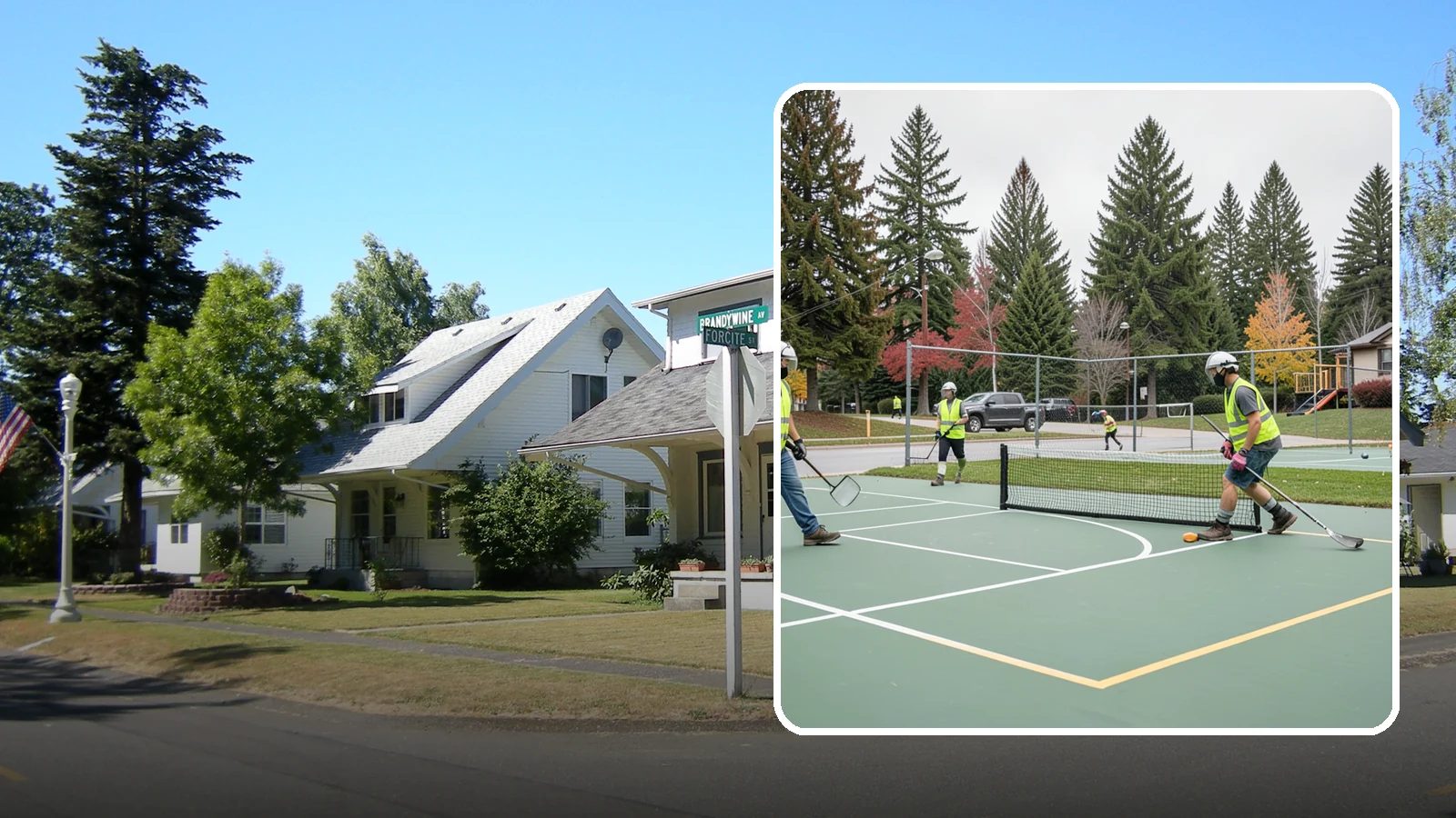 Pickleball Line Conversion in DuPont, Pierce County, WA - Pickleball line conversion that adds regulation courts to existing tennis and multi-use surfaces for growing public demand.
