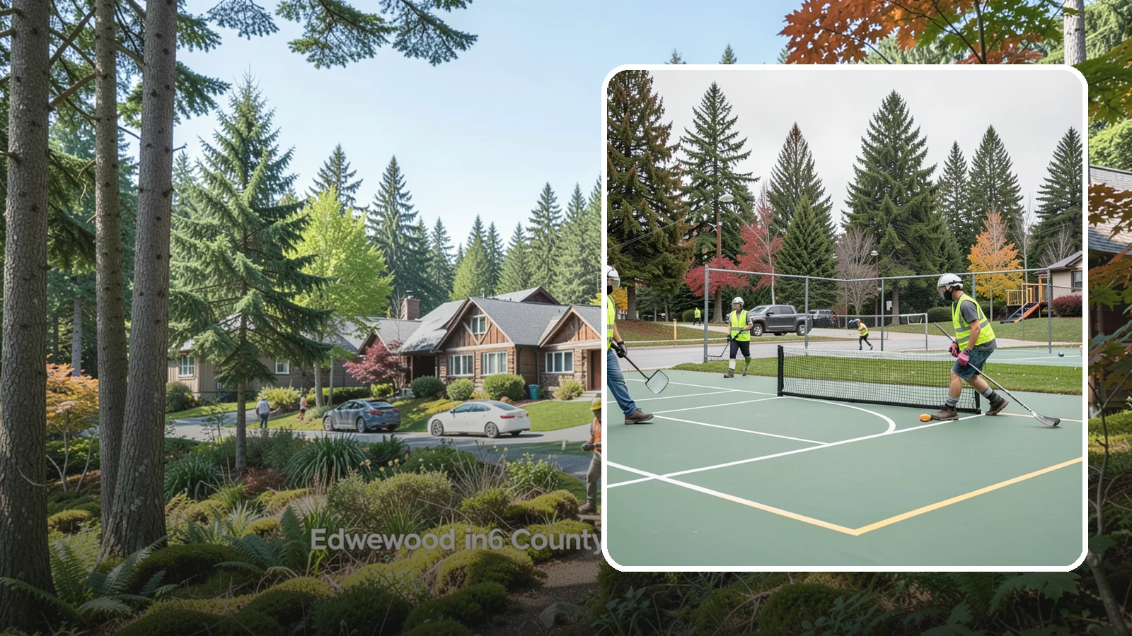 Pickleball Line Conversion in Edgewood, Pierce County, WA - Pickleball line conversion that adds regulation courts to existing tennis and multi-use surfaces for growing public demand.