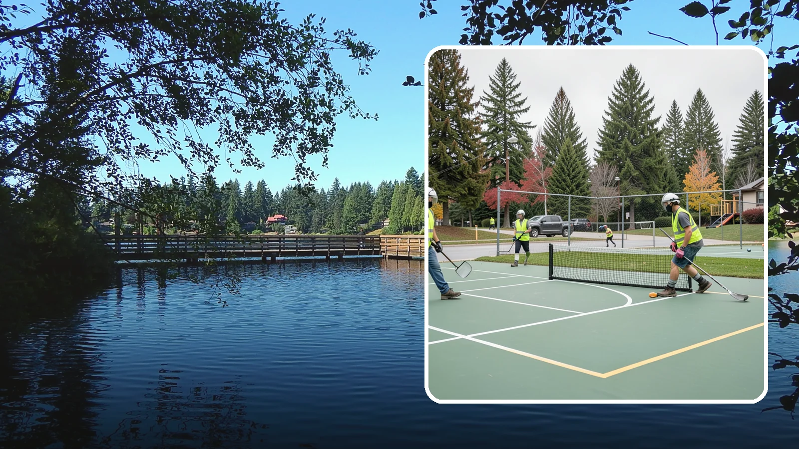 Pickleball Line Conversion in Federal Way, King County, WA - Pickleball line conversion that adds regulation courts to existing tennis and multi-use surfaces for growing public demand.