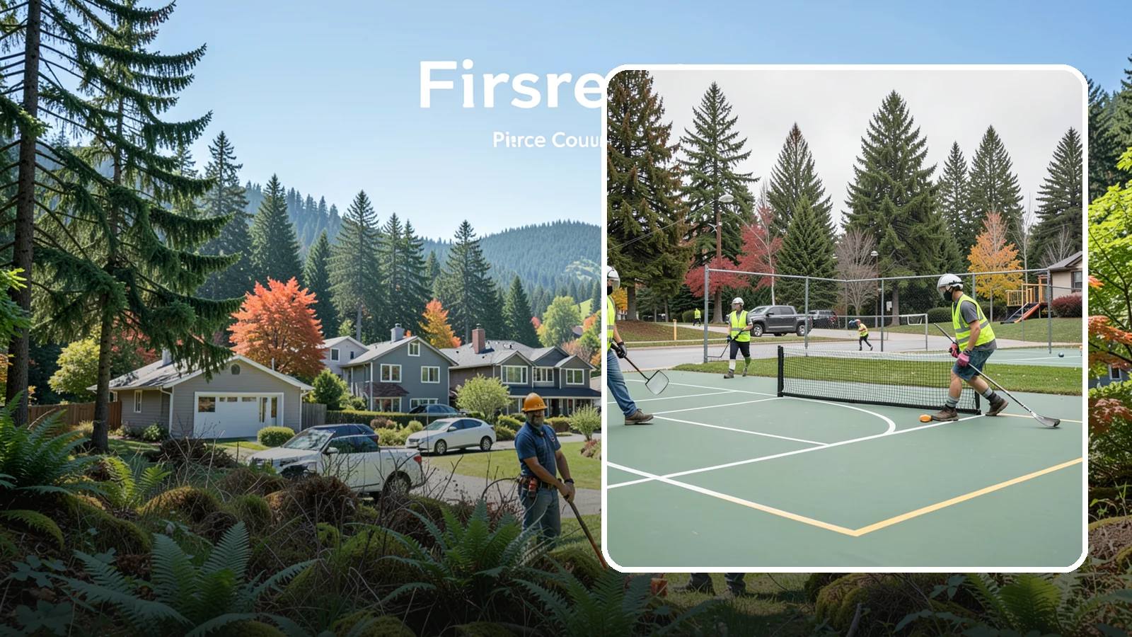 Pickleball Line Conversion in Fircrest, Pierce County, WA - Pickleball line conversion that adds regulation courts to existing tennis and multi-use surfaces for growing public demand.