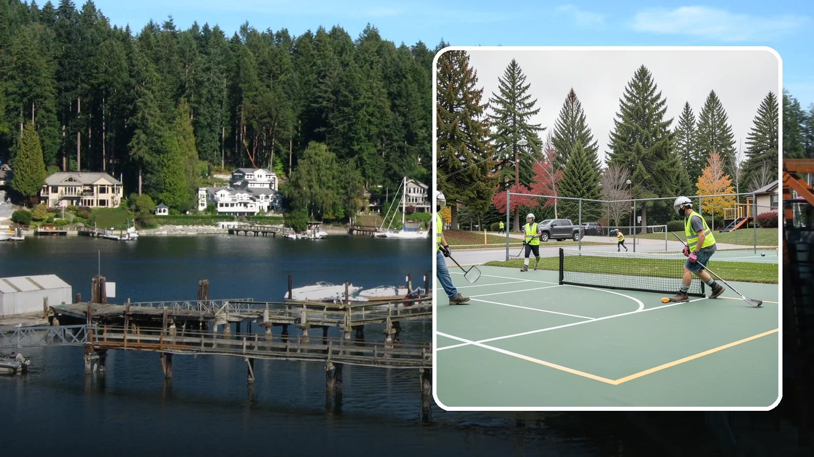 Pickleball Line Conversion in Gig Harbor, Pierce County, WA - Pickleball line conversion that adds regulation courts to existing tennis and multi-use surfaces for growing public demand.