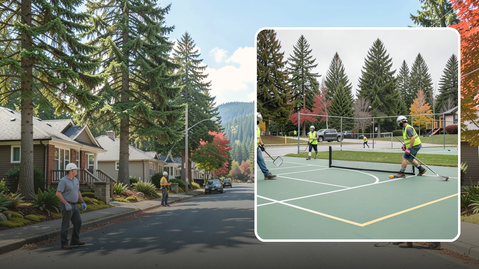 Pickleball Line Conversion in Hunts Point, King County, WA - Pickleball line conversion that adds regulation courts to existing tennis and multi-use surfaces for growing public demand.