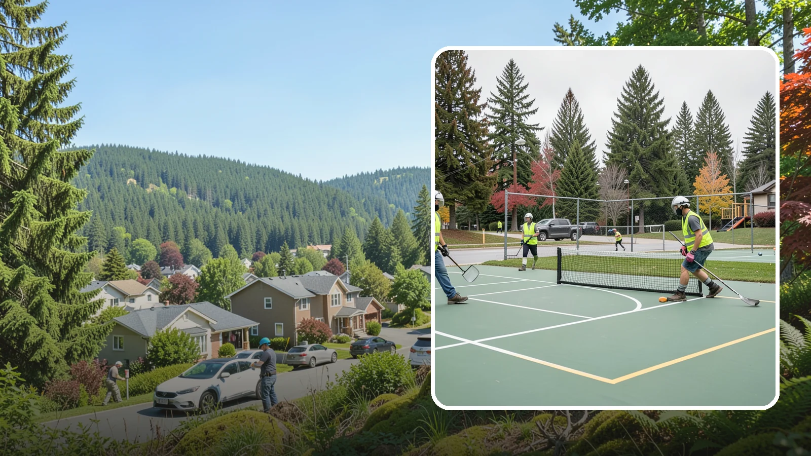 Pickleball Line Conversion in Index, Snohomish County, WA - Pickleball line conversion that adds regulation courts to existing tennis and multi-use surfaces for growing public demand.