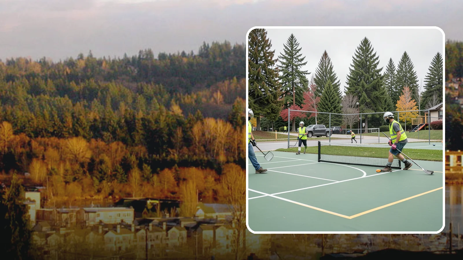 Pickleball Line Conversion in Kenmore, King County, WA - Pickleball line conversion that adds regulation courts to existing tennis and multi-use surfaces for growing public demand.