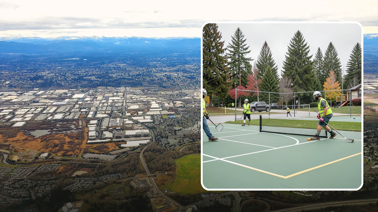 Pickleball Line Conversion in Kent, King County, WA - Pickleball line conversion that adds regulation courts to existing tennis and multi-use surfaces for growing public demand.