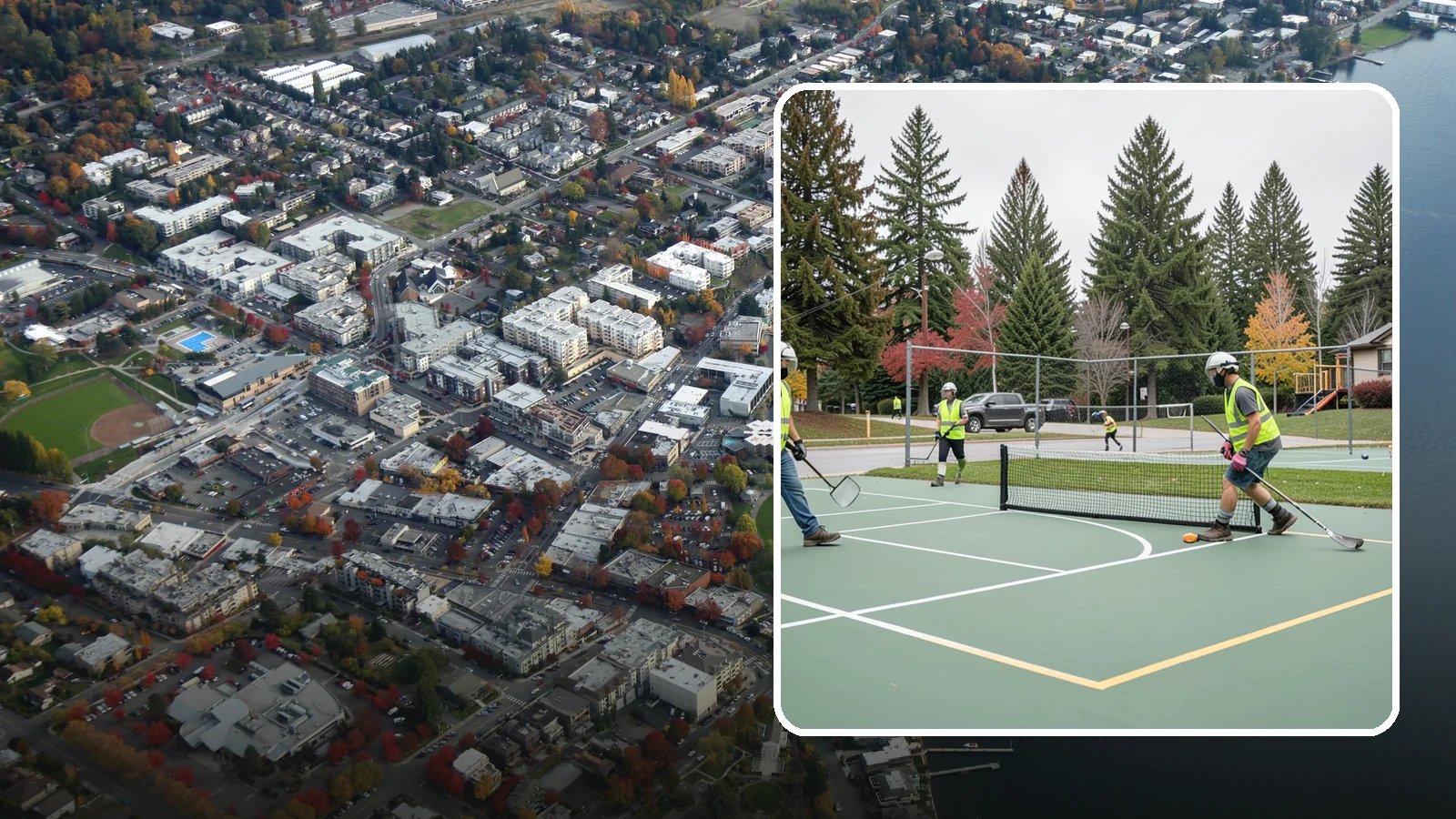 Pickleball Line Conversion in Kirkland, King County, WA - Pickleball line conversion that adds regulation courts to existing tennis and multi-use surfaces for growing public demand.