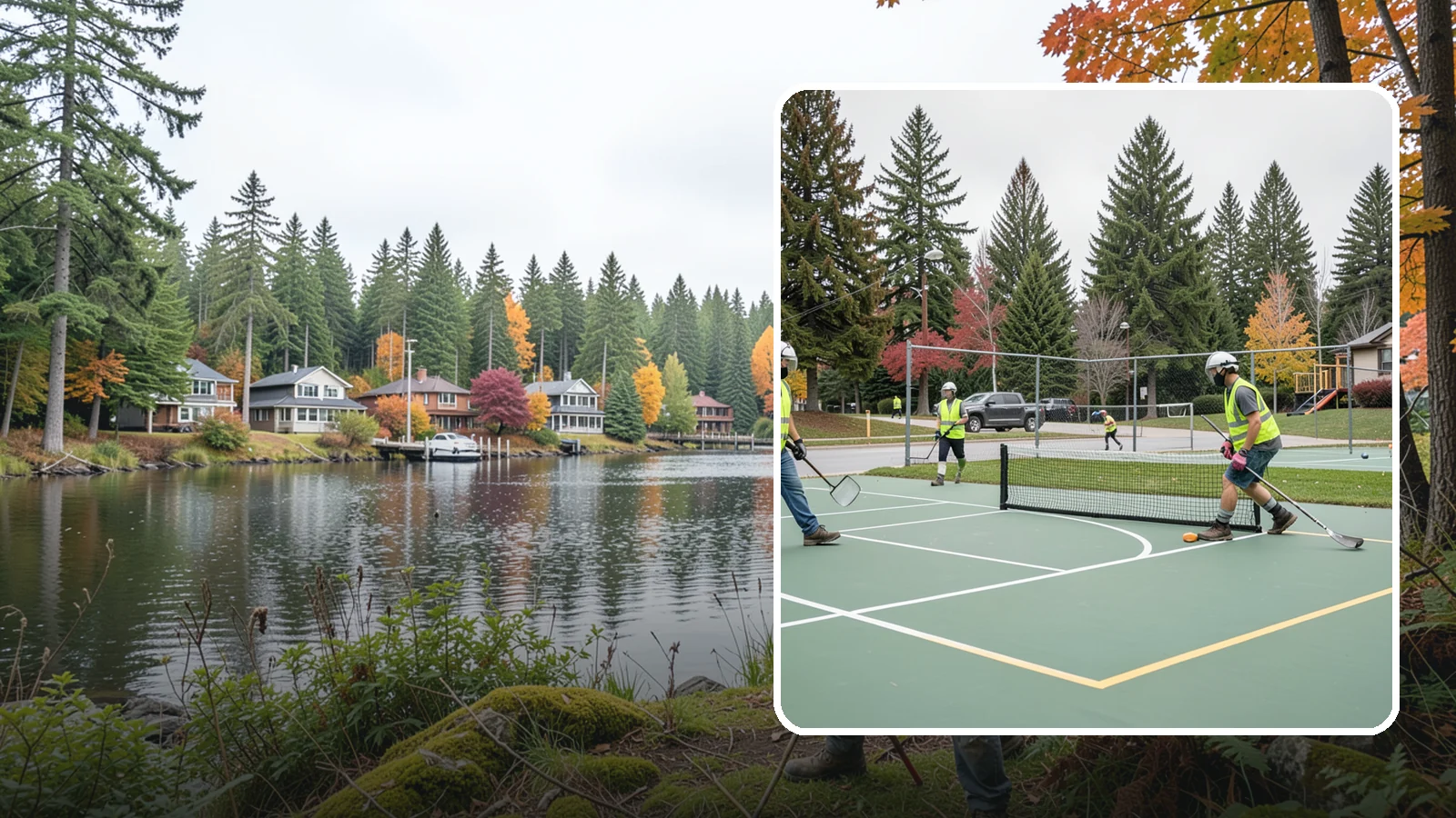 Pickleball Line Conversion in La Conner, Skagit County, WA - Pickleball line conversion that adds regulation courts to existing tennis and multi-use surfaces for growing public demand.