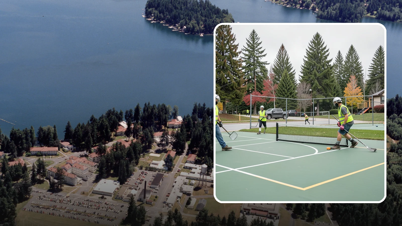 Pickleball Line Conversion in Lakewood, Pierce County, WA - Pickleball line conversion that adds regulation courts to existing tennis and multi-use surfaces for growing public demand.