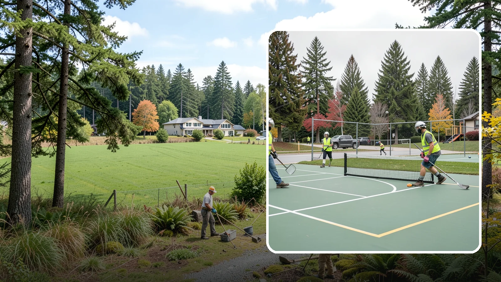 Pickleball Line Conversion in Lyman, Skagit County, WA - Pickleball line conversion that adds regulation courts to existing tennis and multi-use surfaces for growing public demand.