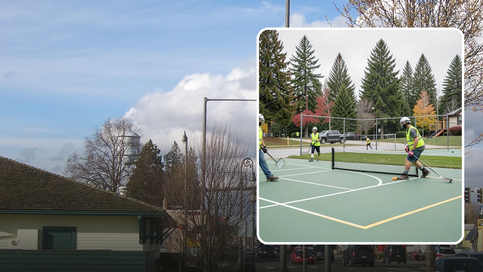 Pickleball Line Conversion in Marysville, Snohomish County, WA - Pickleball line conversion that adds regulation courts to existing tennis and multi-use surfaces for growing public demand.