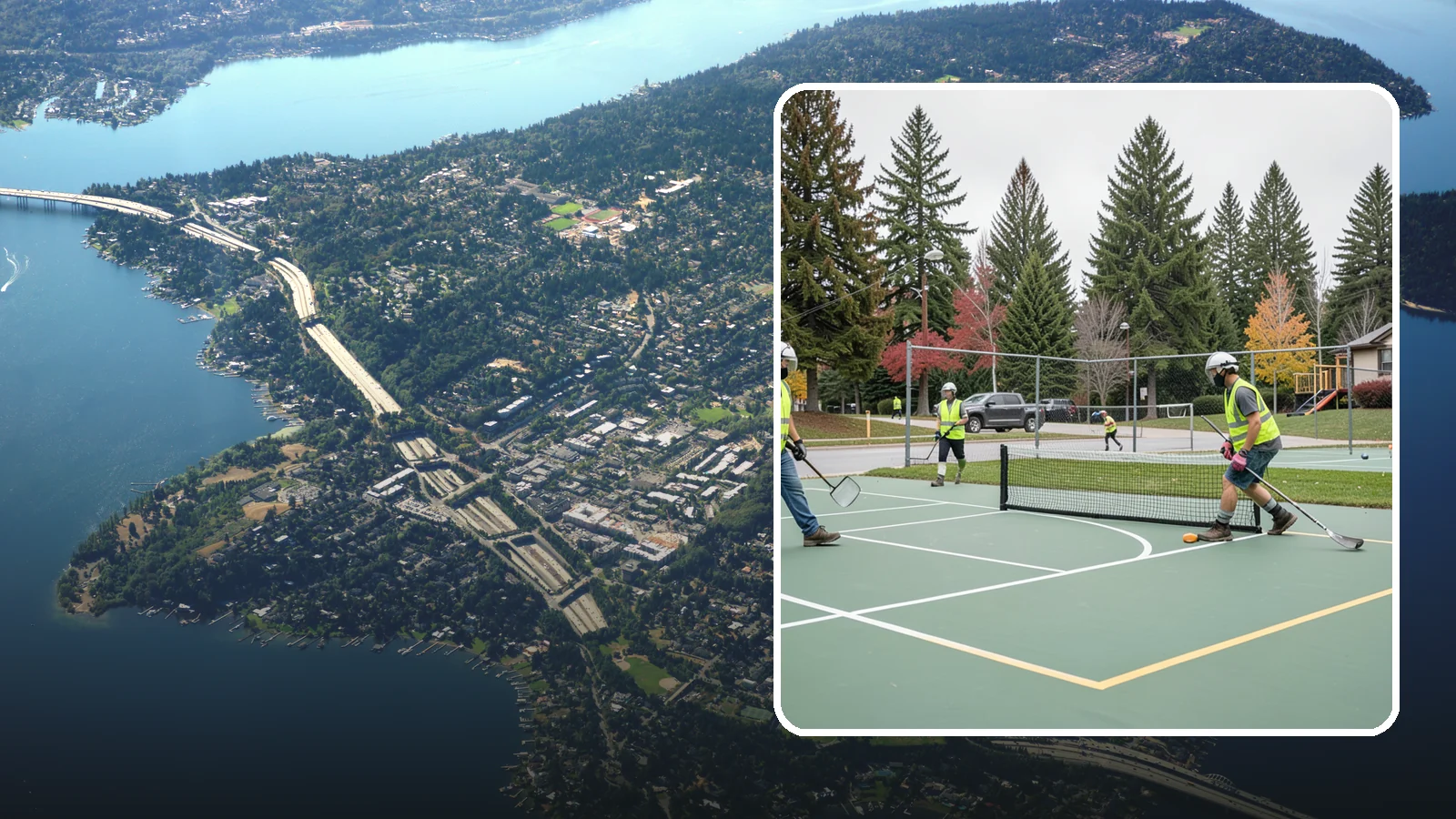 Pickleball Line Conversion in Mercer Island, King County, WA - Pickleball line conversion that adds regulation courts to existing tennis and multi-use surfaces for growing public demand.