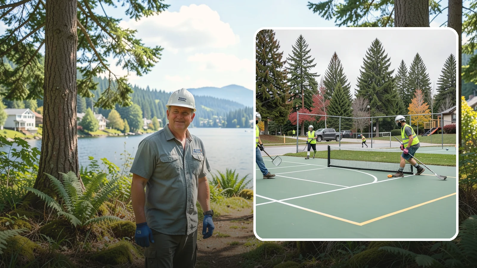 Pickleball Line Conversion in Milton, King County, WA - Pickleball line conversion that adds regulation courts to existing tennis and multi-use surfaces for growing public demand.
