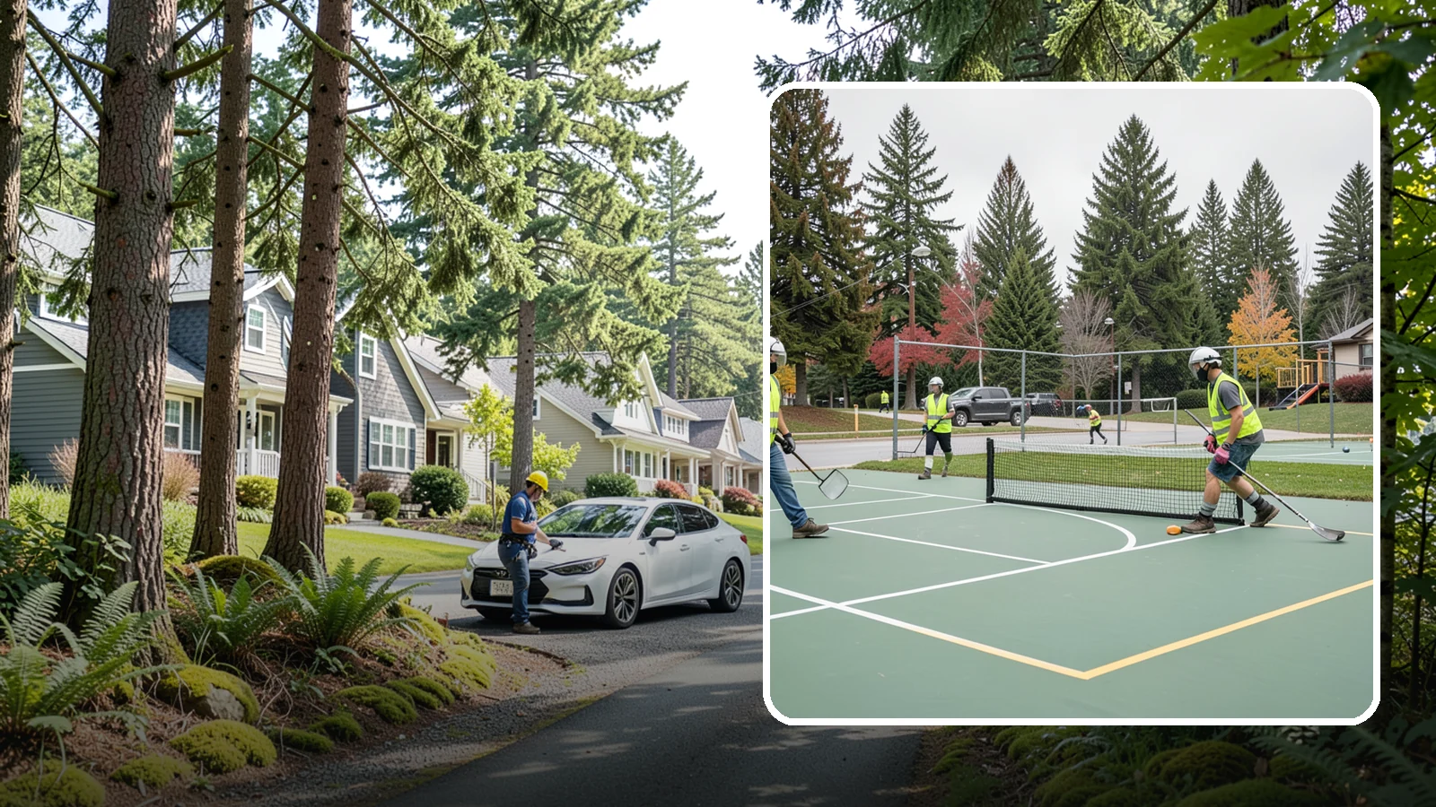 Pickleball Line Conversion in Normandy Park, King County, WA - Pickleball line conversion that adds regulation courts to existing tennis and multi-use surfaces for growing public demand.