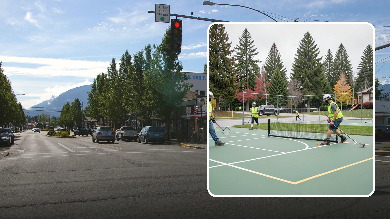 Pickleball Line Conversion in North Bend, King County, WA - Pickleball line conversion that adds regulation courts to existing tennis and multi-use surfaces for growing public demand.