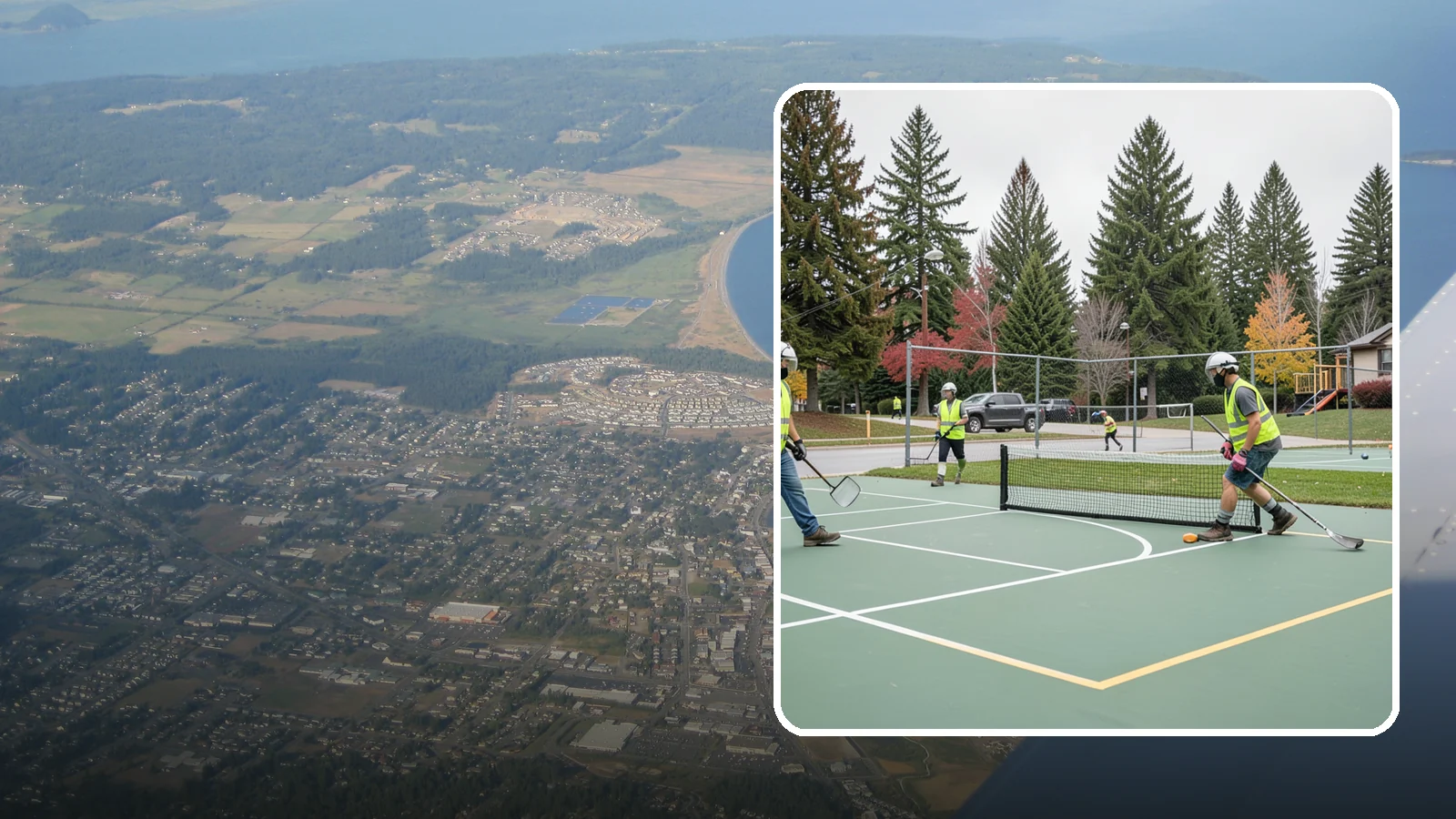 Pickleball Line Conversion in Oak Harbor, Island County, WA - Pickleball line conversion that adds regulation courts to existing tennis and multi-use surfaces for growing public demand.