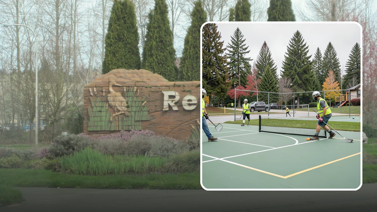 Pickleball Line Conversion in Renton, King County, WA - Pickleball line conversion that adds regulation courts to existing tennis and multi-use surfaces for growing public demand.