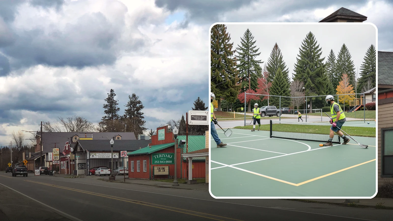 Pickleball Line Conversion in Roy, Pierce County, WA - Pickleball line conversion that adds regulation courts to existing tennis and multi-use surfaces for growing public demand.