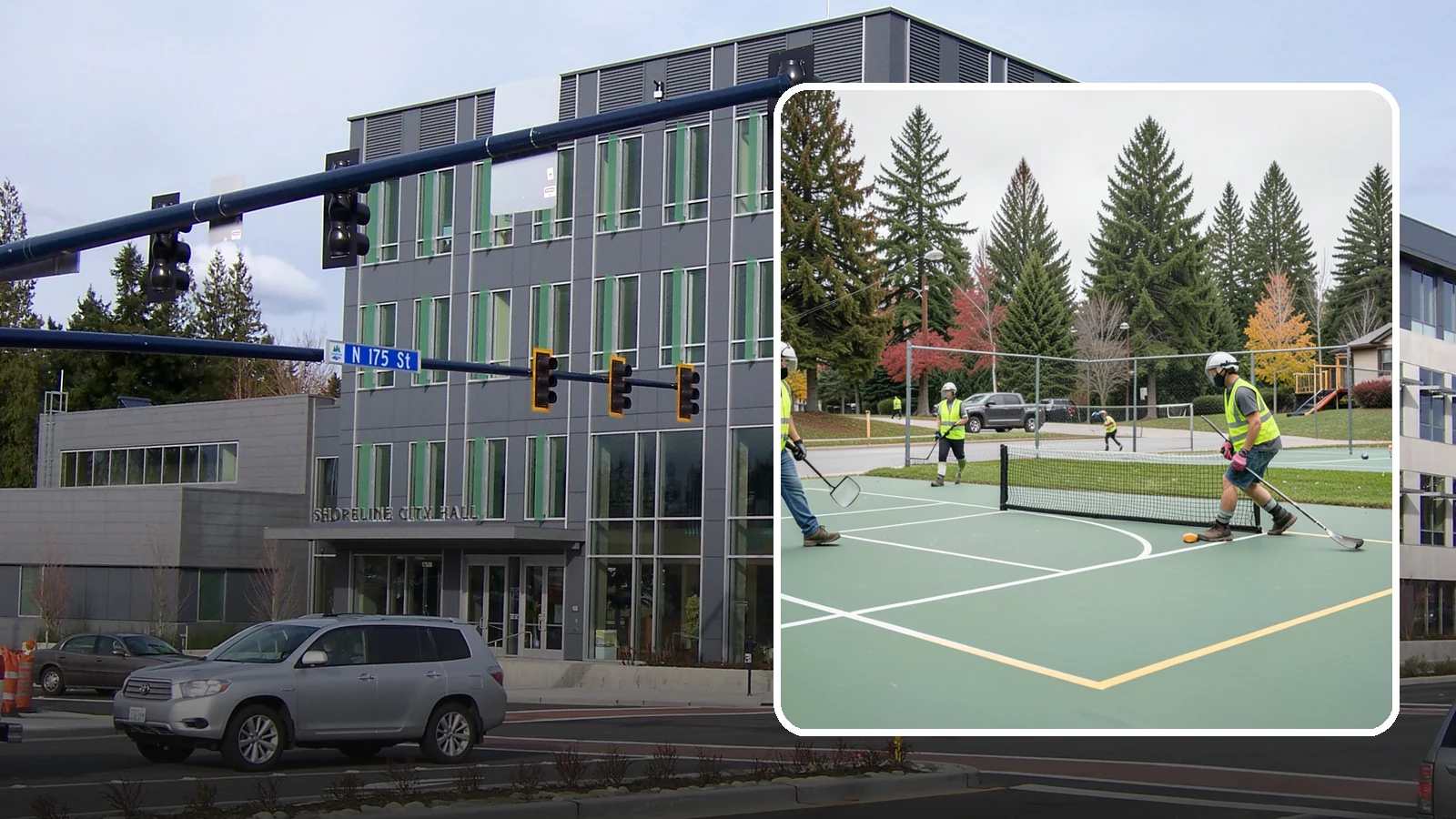 Pickleball Line Conversion in Shoreline, King County, WA - Pickleball line conversion that adds regulation courts to existing tennis and multi-use surfaces for growing public demand.