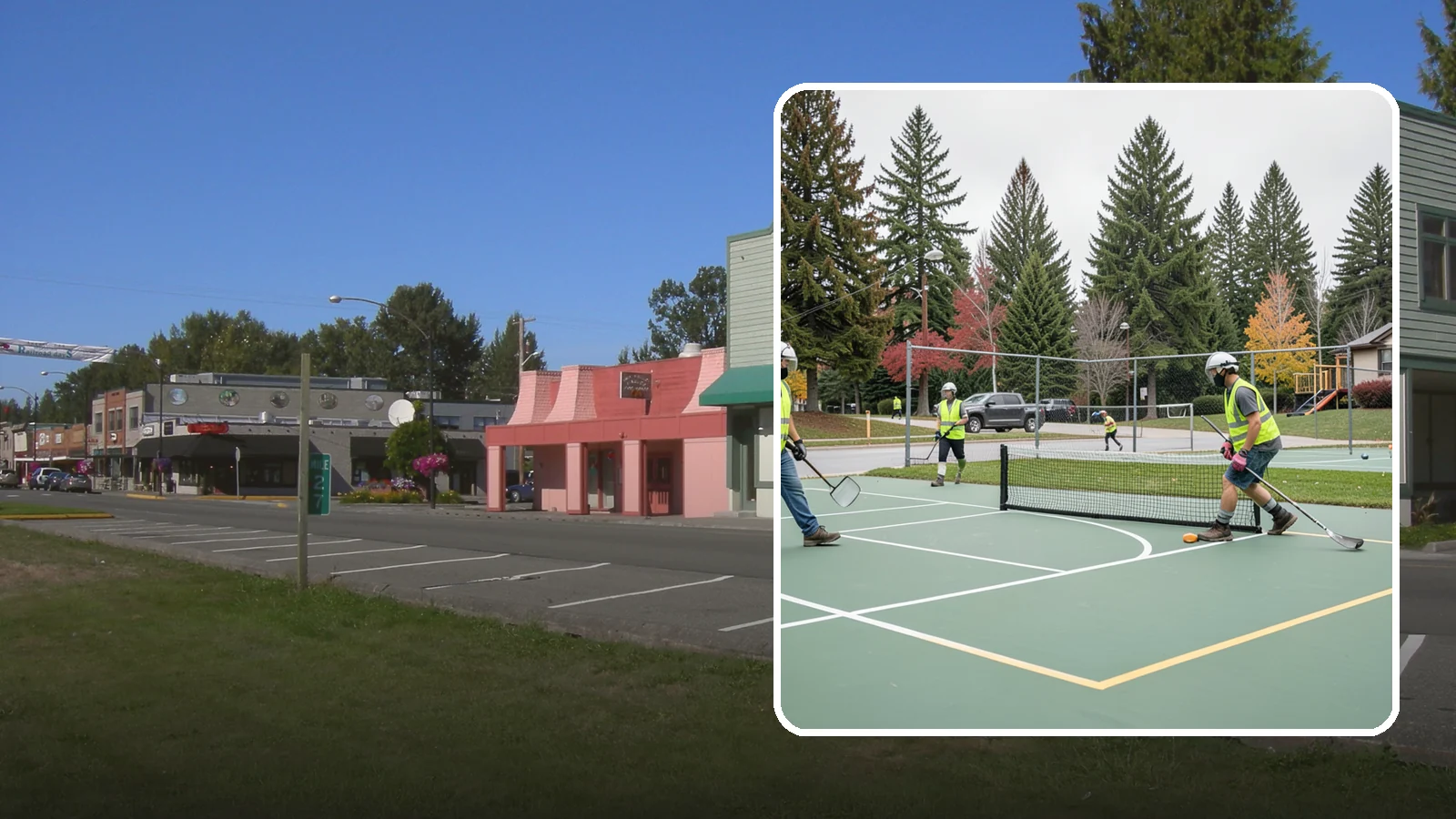 Pickleball Line Conversion in Snoqualmie, King County, WA - Pickleball line conversion that adds regulation courts to existing tennis and multi-use surfaces for growing public demand.
