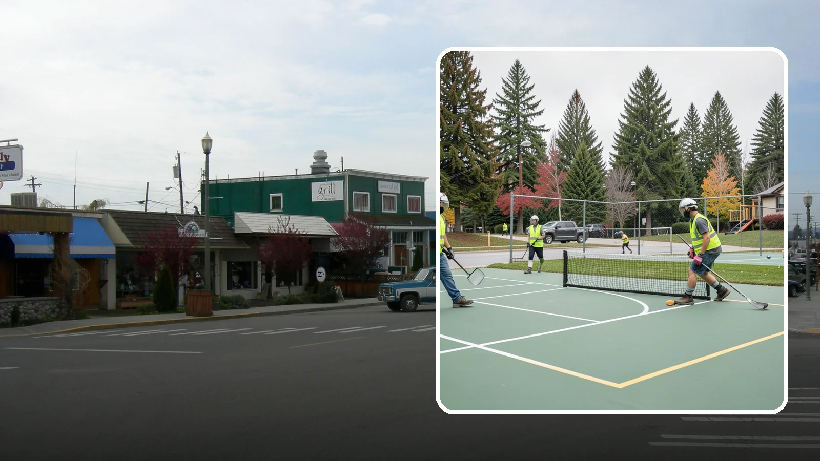 Pickleball Line Conversion in Stanwood, Snohomish County, WA - Pickleball line conversion that adds regulation courts to existing tennis and multi-use surfaces for growing public demand.