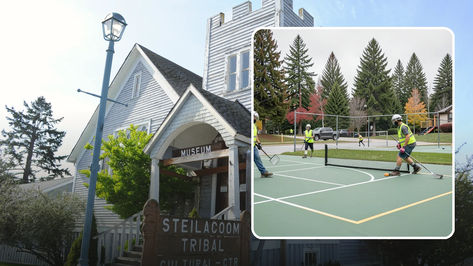 Pickleball Line Conversion in Steilacoom, Pierce County, WA - Pickleball line conversion that adds regulation courts to existing tennis and multi-use surfaces for growing public demand.