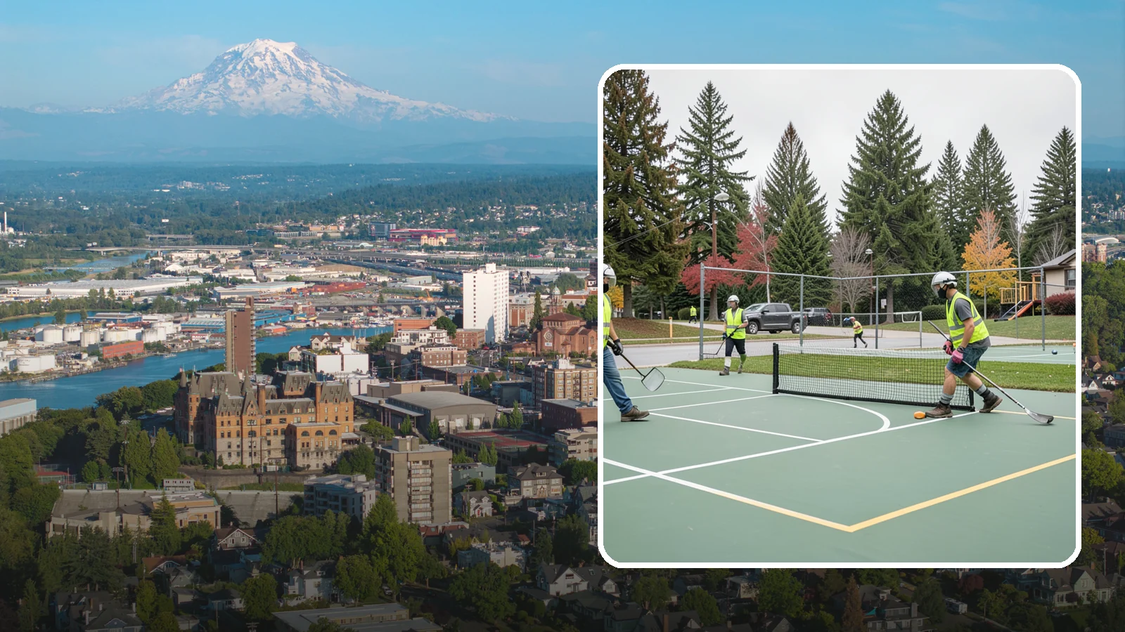 Pickleball Line Conversion in Tacoma, Pierce County, WA - Pickleball line conversion that adds regulation courts to existing tennis and multi-use surfaces for growing public demand.