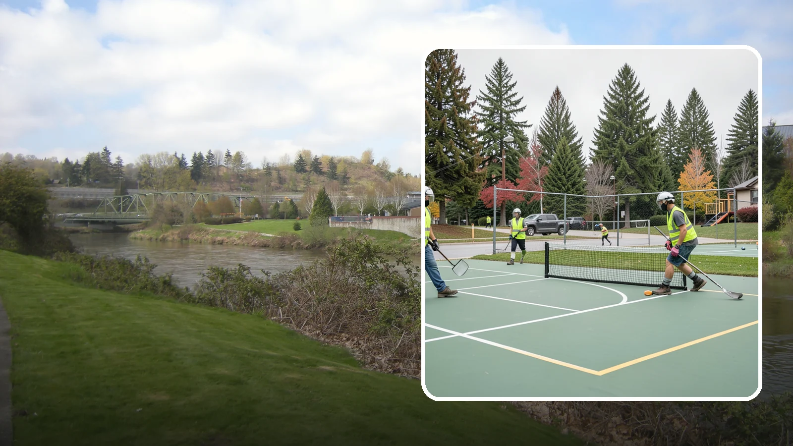 Pickleball Line Conversion in Tukwila, King County, WA - Pickleball line conversion that adds regulation courts to existing tennis and multi-use surfaces for growing public demand.
