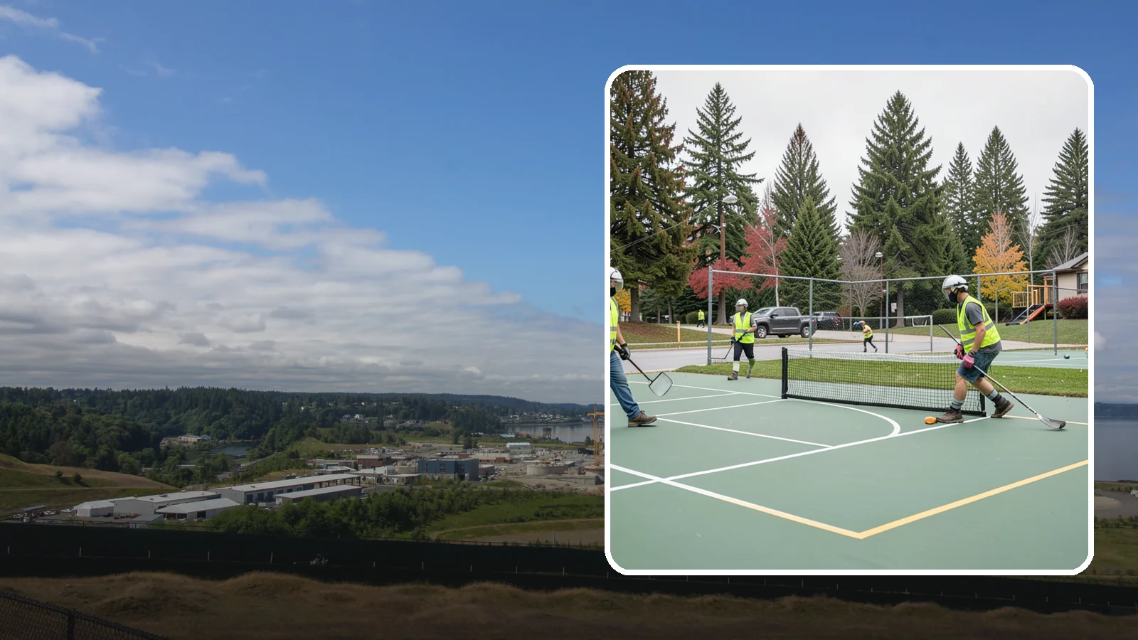 Pickleball Line Conversion in University Place, Pierce County, WA - Pickleball line conversion that adds regulation courts to existing tennis and multi-use surfaces for growing public demand.