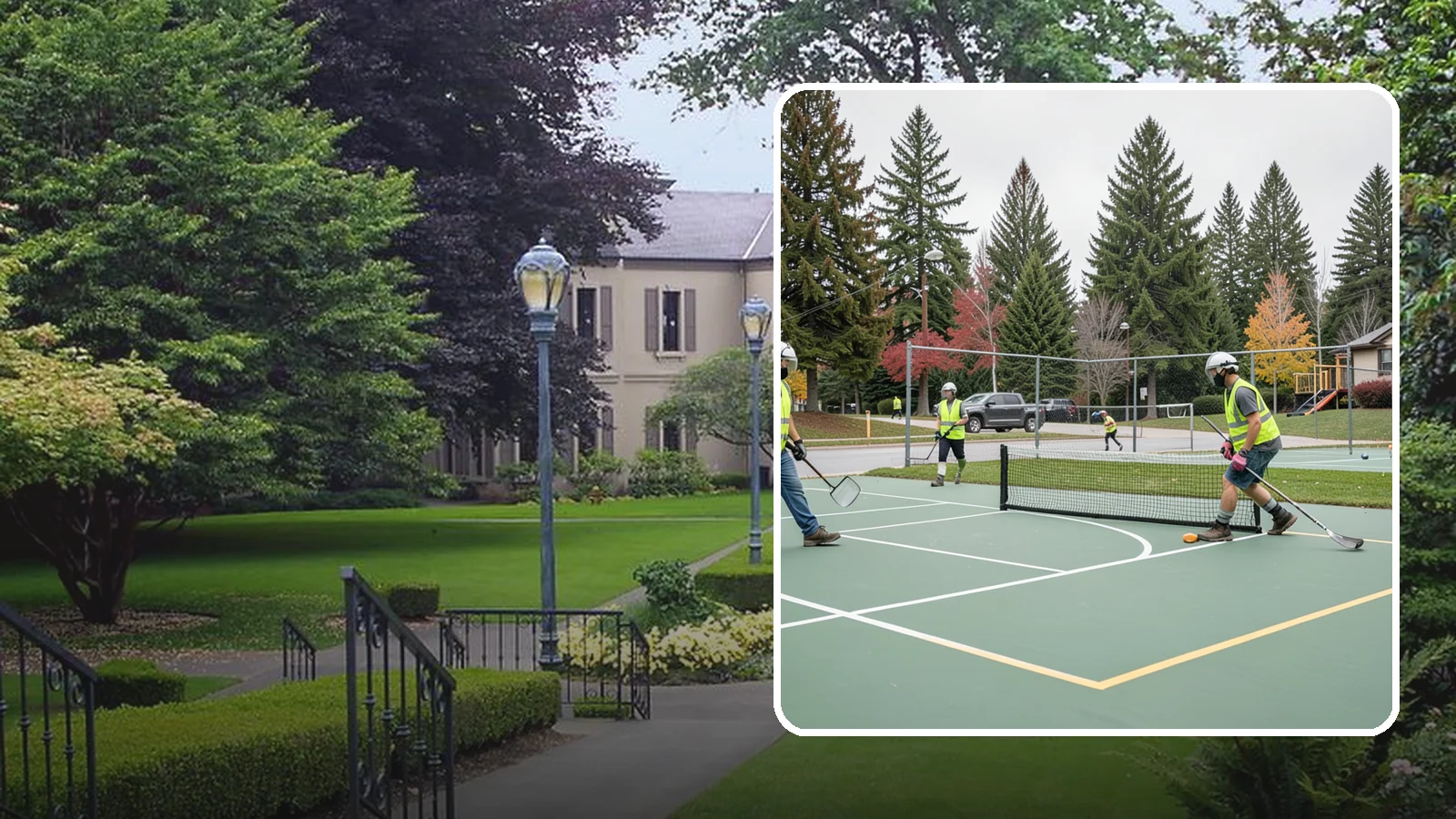 Pickleball Line Conversion in Woodinville, King County, WA - Pickleball line conversion that adds regulation courts to existing tennis and multi-use surfaces for growing public demand.
