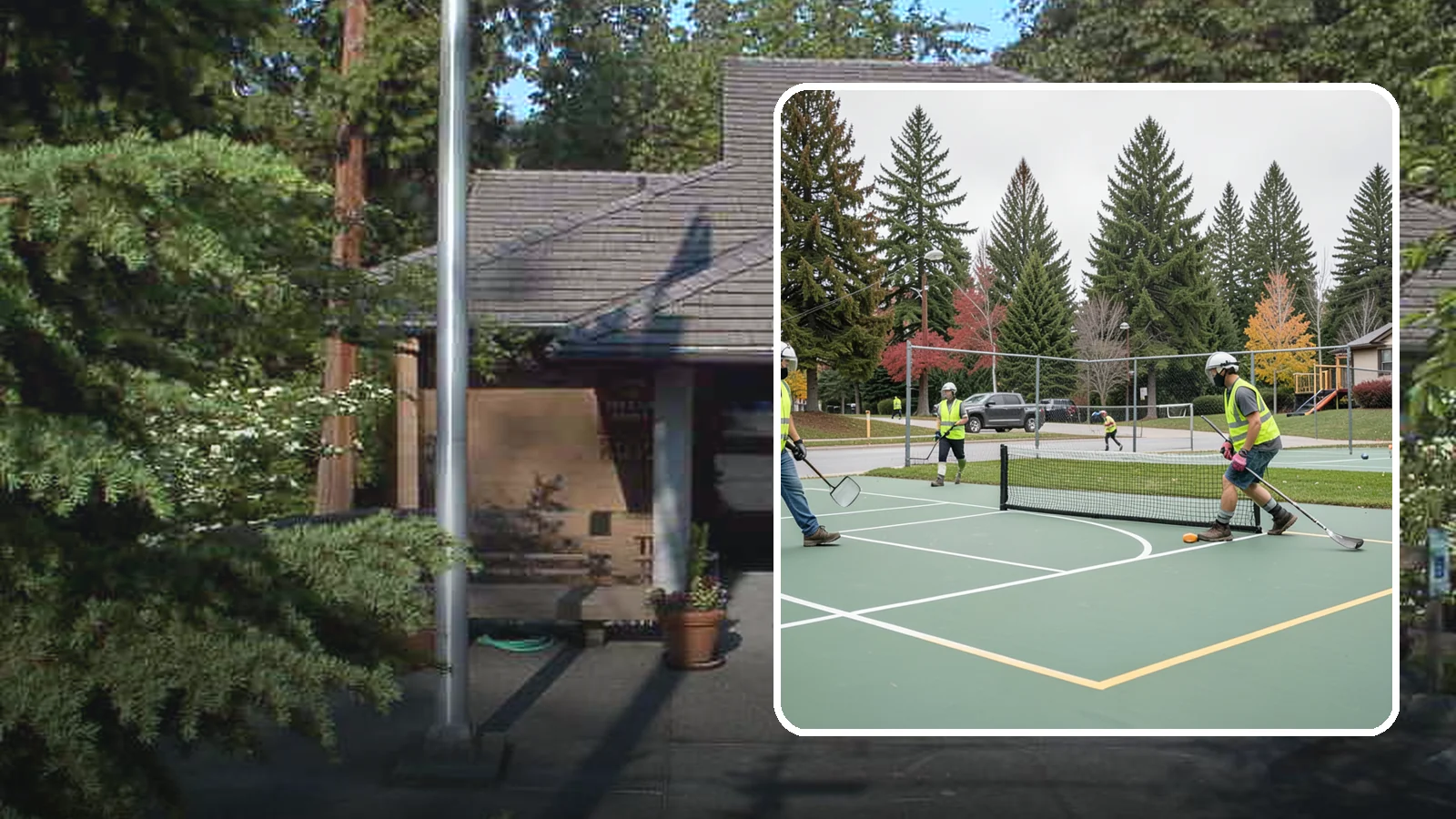 Pickleball Line Conversion in Yarrow Point, King County, WA - Pickleball line conversion that adds regulation courts to existing tennis and multi-use surfaces for growing public demand.