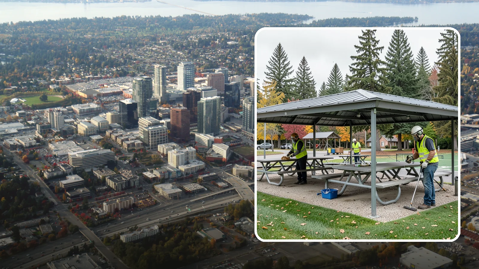 Picnic Shelter Cleaning in Bellevue, King County, WA - Deep cleaning of picnic shelters and tables that keeps reservable gathering spaces sanitary and ready to use.