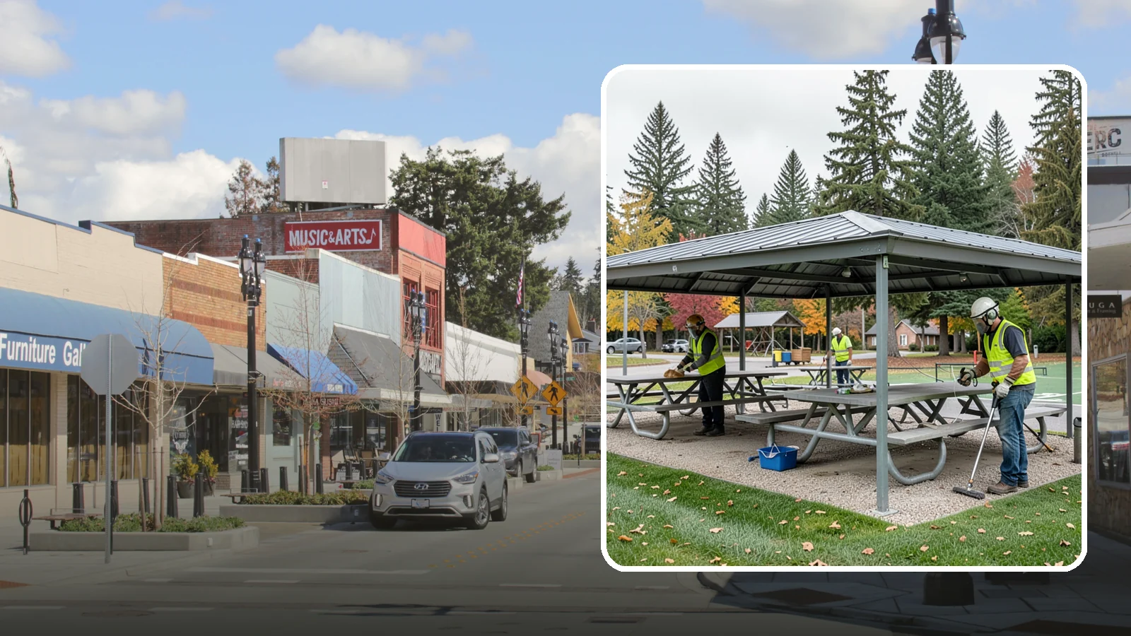 Picnic Shelter Cleaning in Bothell, King County, WA - Deep cleaning of picnic shelters and tables that keeps reservable gathering spaces sanitary and ready to use.