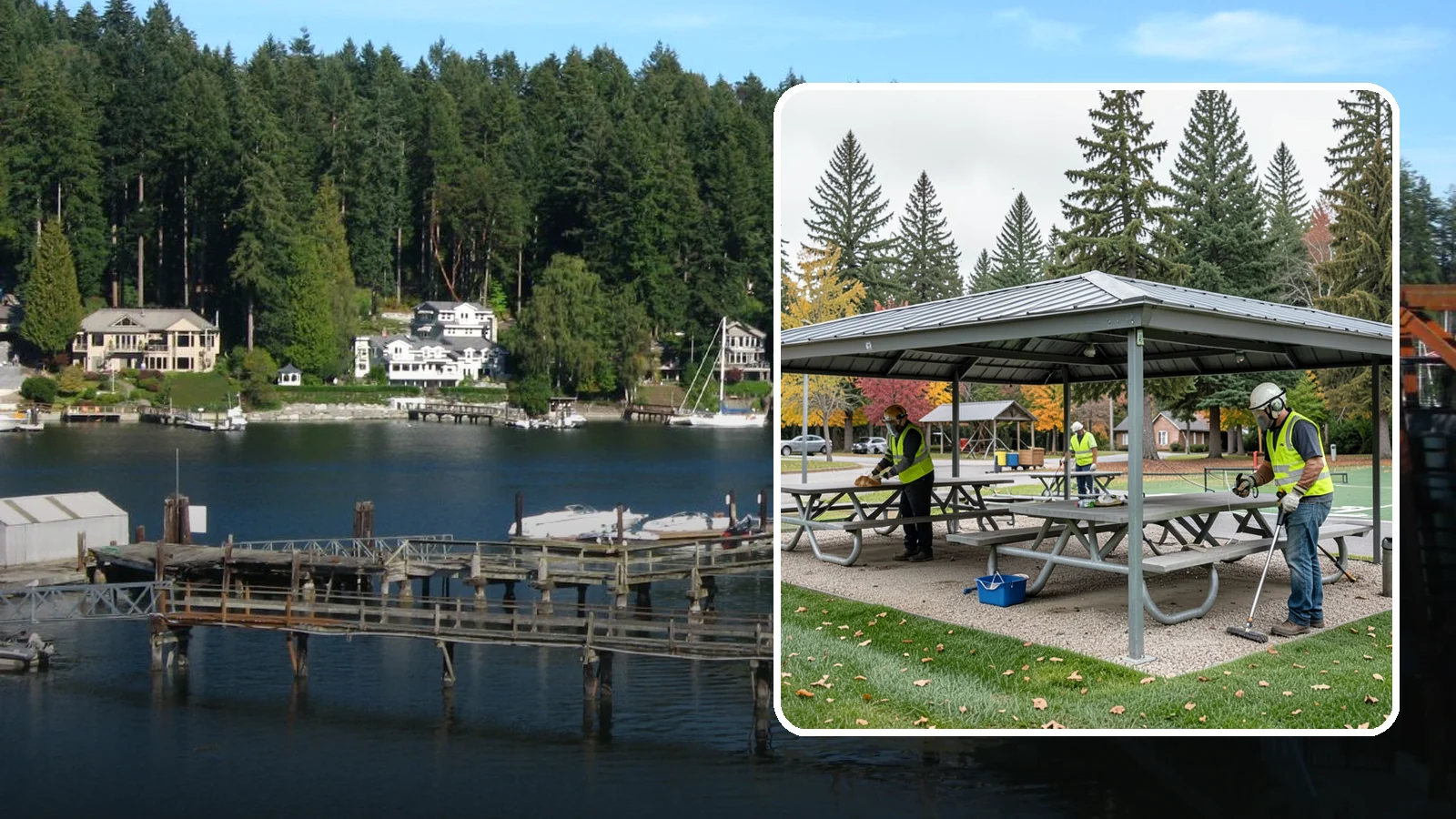 Picnic Shelter Cleaning in Gig Harbor, Pierce County, WA - Deep cleaning of picnic shelters and tables that keeps reservable gathering spaces sanitary and ready to use.