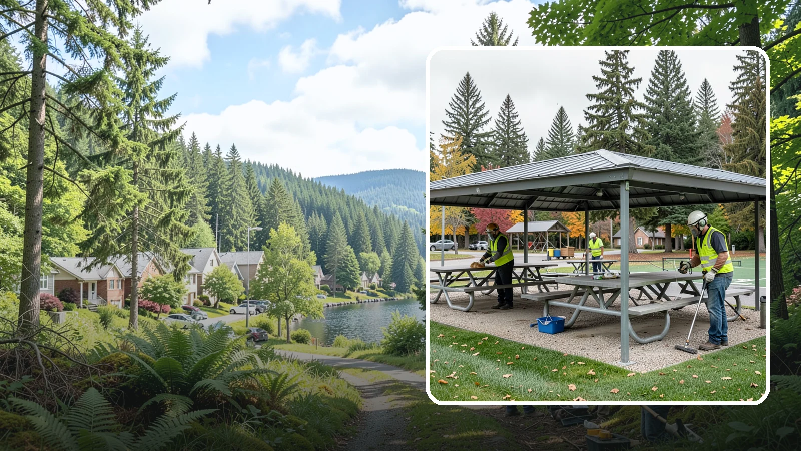Picnic Shelter Cleaning in Lake Forest Park, King County, WA - Deep cleaning of picnic shelters and tables that keeps reservable gathering spaces sanitary and ready to use.