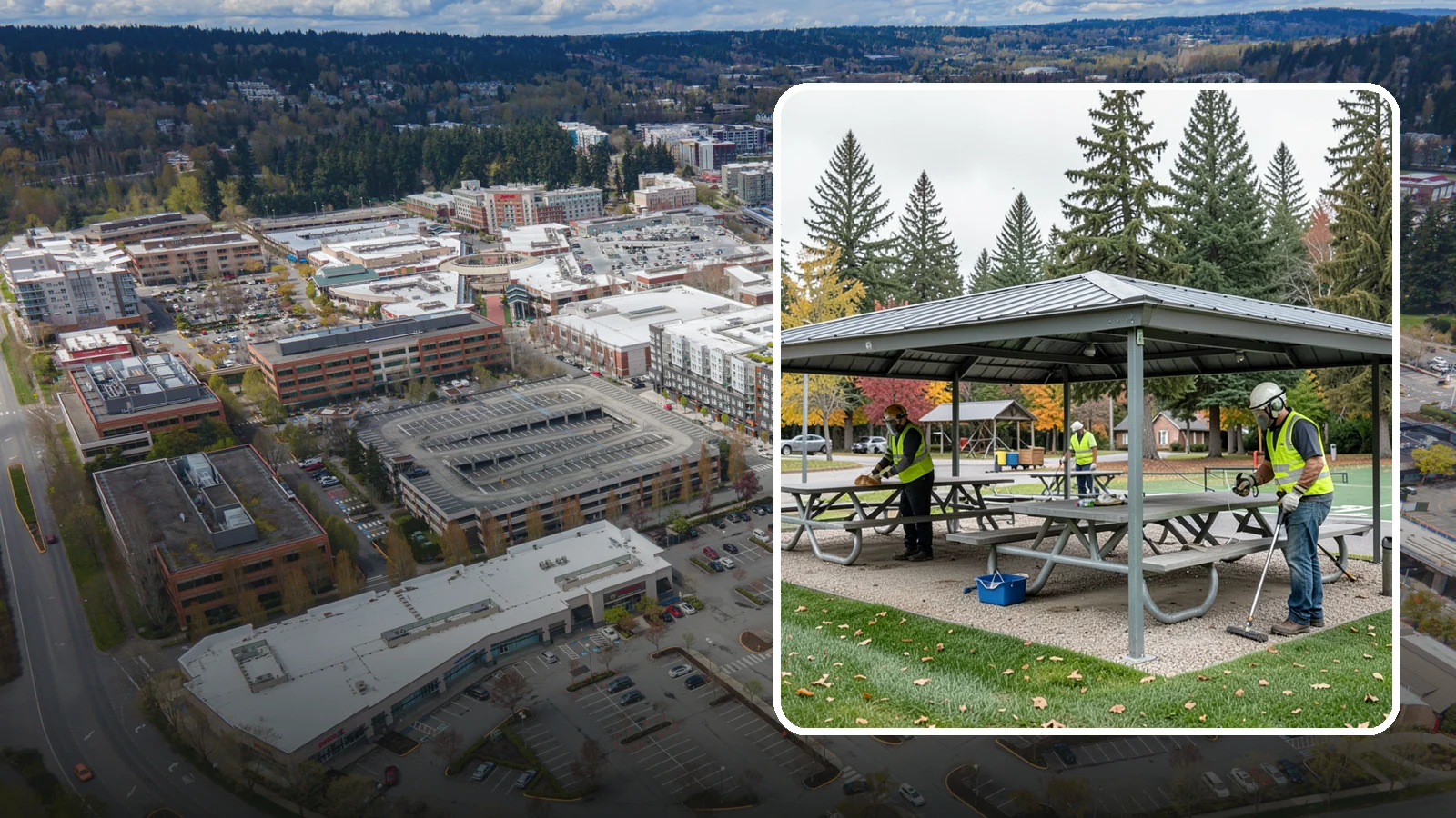 Picnic Shelter Cleaning in Redmond, King County, WA - Deep cleaning of picnic shelters and tables that keeps reservable gathering spaces sanitary and ready to use.