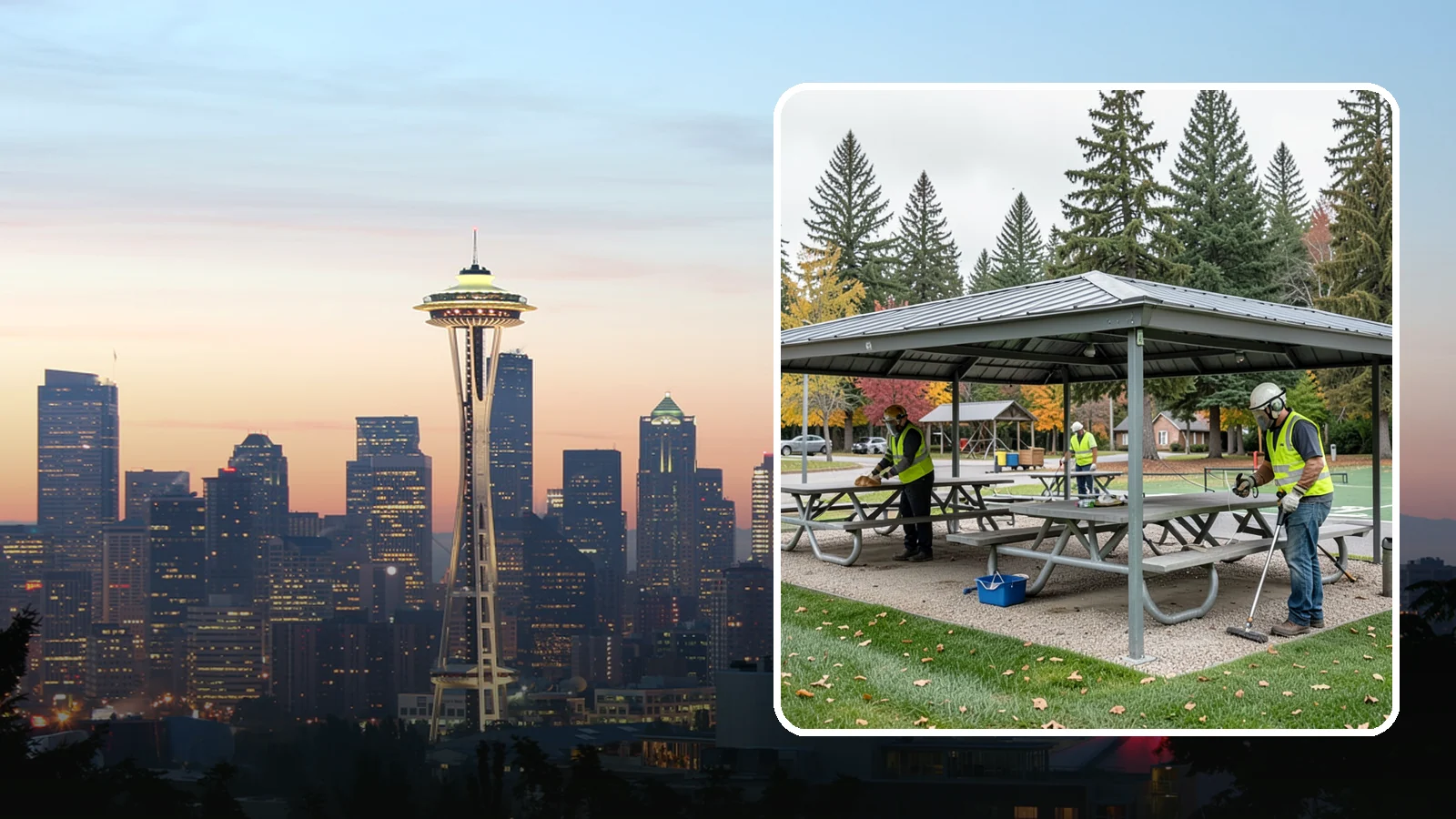 Picnic Shelter Cleaning in Seattle, King County, WA - Deep cleaning of picnic shelters and tables that keeps reservable gathering spaces sanitary and ready to use.