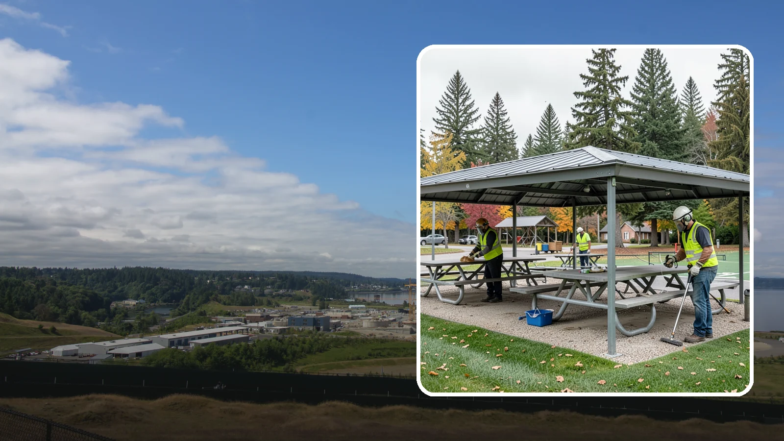 Picnic Shelter Cleaning in University Place, Pierce County, WA - Deep cleaning of picnic shelters and tables that keeps reservable gathering spaces sanitary and ready to use.