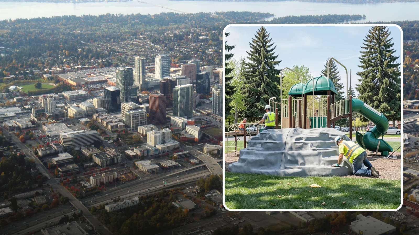 Playground Equipment Installation in Bellevue, King County, WA - Installation of playground structures to CPSC and ASTM safety standards with certified inspection at turnover.