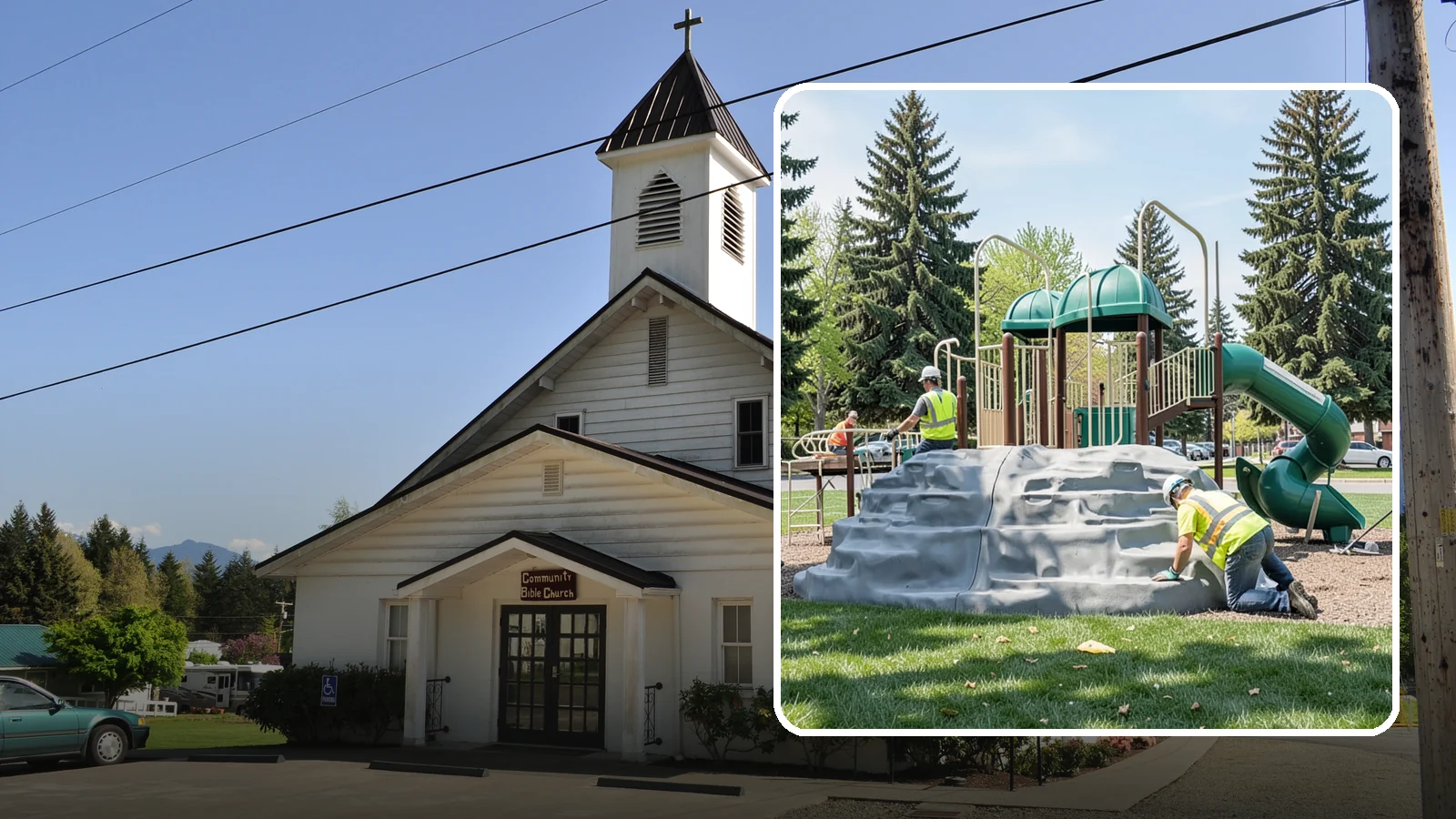 Playground Equipment Installation in Concrete, Skagit County, WA - Installation of playground structures to CPSC and ASTM safety standards with certified inspection at turnover.